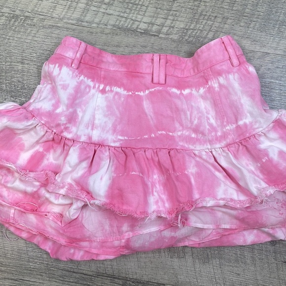 Retail $285 LoveShackFancy Pink and White Skater Landen Skirt - Picture 8 of 8